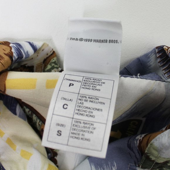 Vintage 1999 Warner Bros Tazmanian Devil Hawaiian Button Front Crew Shirt sz S - Picture 5 of 5